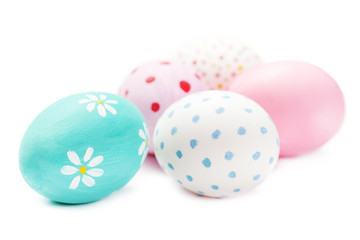  Colorful Easter Eggs isolated  on white with copy space..