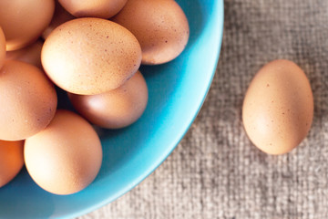  Eggs on wooden  background closeup