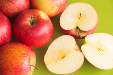 Juicy apple on a green background