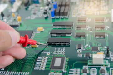 circuit board with electronic components.