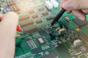 circuit board with electronic components.