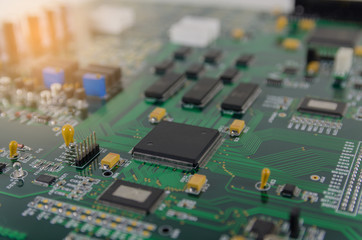 circuit board with electronic components.