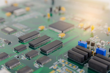 circuit board with electronic components.