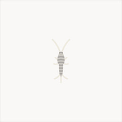 Vector flat long shadow silverfish icon set