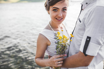 wedding story, walk, young couple in love