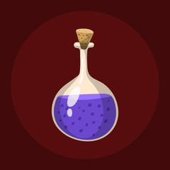 Chemical laboratory flask glassware tube liquid biotechnology analysis and medical scientific equipment chemistry lab xperiment vector illustration.