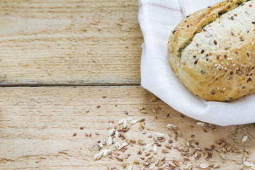 Useful bread with cereals, with spikelets, with salt