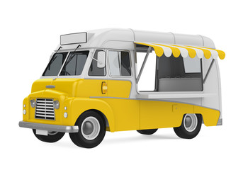 Yellow Food Truck Isolated