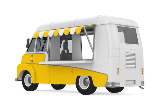 Yellow Food Truck Isolated