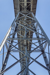 Steel bridge architecture view from down side to up side