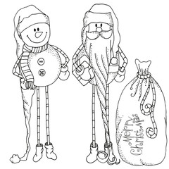 Fancy Santa and snowman