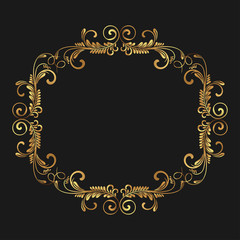 Vintage frame. Circular baroque pattern. Round floral ornament.Greeting card. Wedding invitation. Retro style. Vector logo template, labels and badges