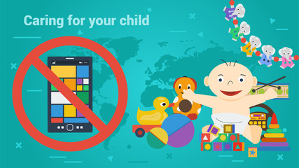 Long Banner - children toys and smart phone