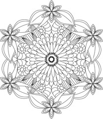 Black and white floral pattern for adult coloring book. Floral vector elements for design. Good for design of wrapping and textile.