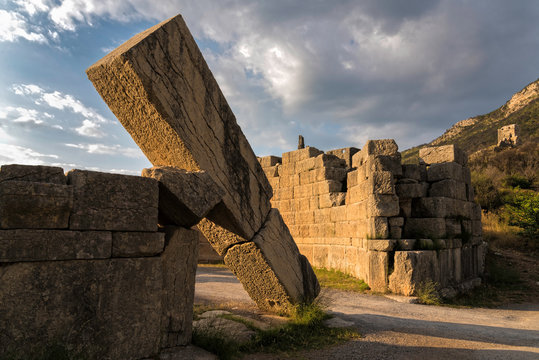 The famous Arcadian Gate in the archaeological site of ancient Messene in Peloponnese, Greece