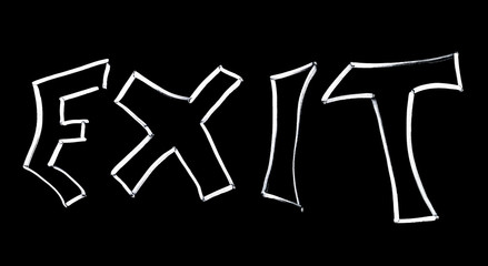 Exit-Symbol auf schwarzer Tafel