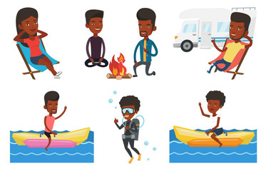 Vector set of traveling people.