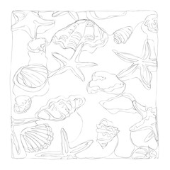 marine life line art continuous line drawing coloring page