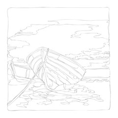 marine life line art continuous line drawing coloring page