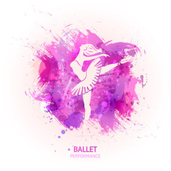 Naklejka na ściany i meble Ballerina on watercolor background