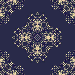 Floral vector ornament. Seamless abstract classic background with flowers. Pattern with repeating elements