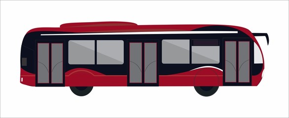 Red bus profile view vector