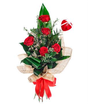 Flower bouquet of red roses