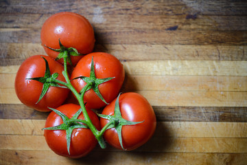 Tomatoes on wood board