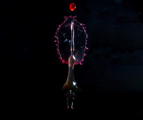 Images forming two drops of water when colliding after falling in water
