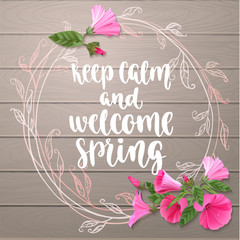 Handwritten vintage lettering spring quote.