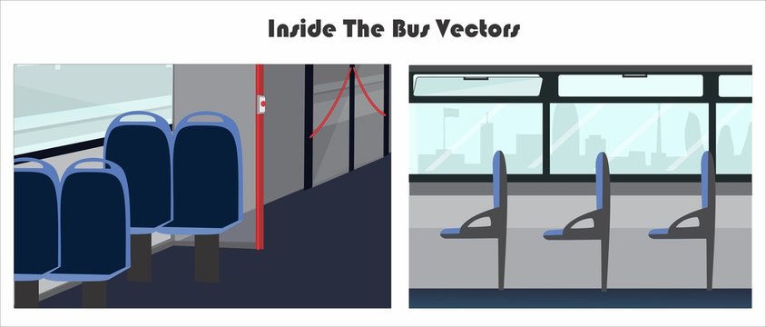 Empty Bus Views From Inside. Vector