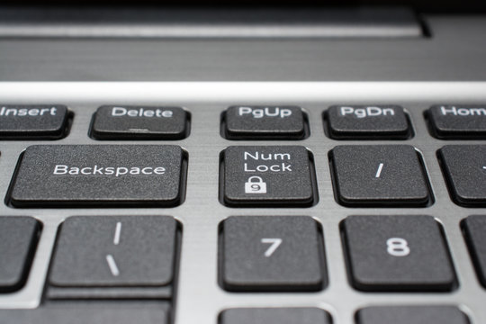 Modern laptop keyboard closeup