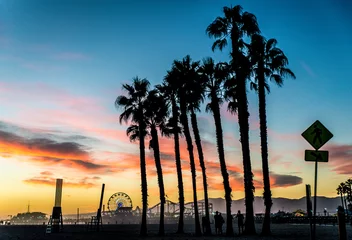 Papier Peint photo Lavable Los Angeles Jetée de Santa Monica au coucher du soleil