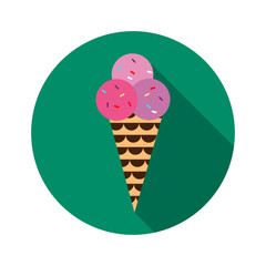 ice cream flat icon with long shadow
