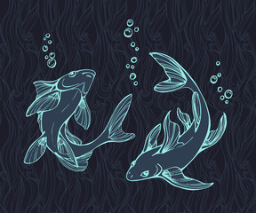 Stylized fishes.