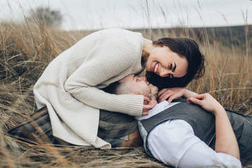 Beautiful youth couple in outdoor. © anatoliycherkas