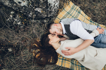 Beautiful youth couple in outdoor.
