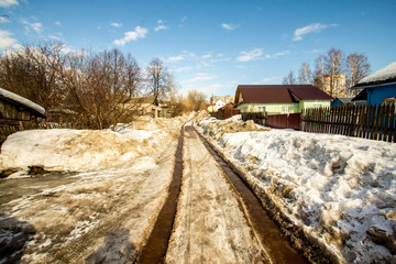 Fototapeta premium The beginning of spring in the village