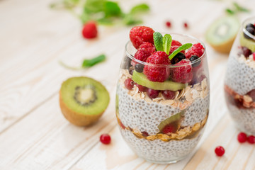 Fresh pudding chia with fruits