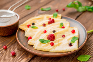 Vegetarian pancakes with fresh berries
