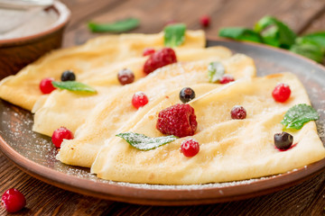 Ready to eat pancakes with sugar powder