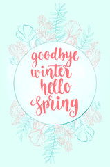 Handwritten vintage lettering spring quote.
