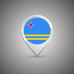 round location pin with flag of aruba