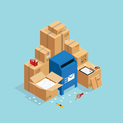 Fototapeta premium Post Boxes Isometric Composition