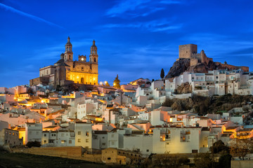 Ancient town Olvera in the evening, Cadiz province, Andalusia, Spain