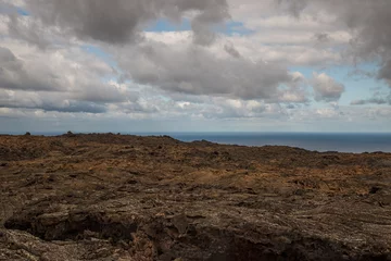 Foto auf Alu-Dibond Paesaggio desertico di sabbia vulcanica nel Parco Nazionale di Timanfaya in Lanzarote - Canarie   © Gioco