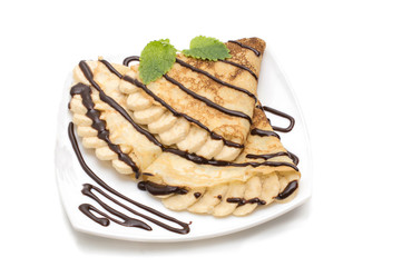 Crepes with bananas and cream