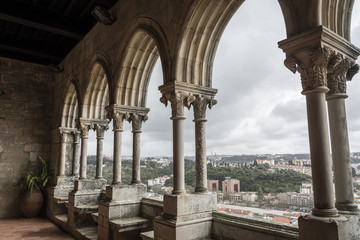 Column hall of Castle Leiria in Portugal