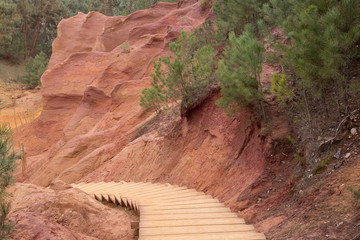 Stairway in Ochres Deposits in Roussillon Village, Luberon, Provence