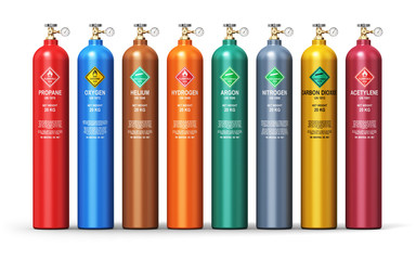 Set of different industrial liquefied gas containers - 141271196